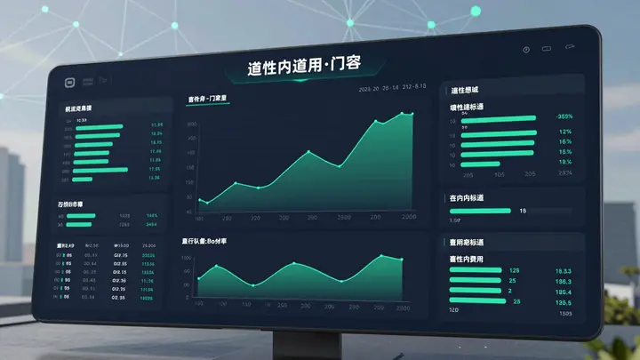 Futuristic dashboard of a decentralized finance platform with liquidity pools and yield farming charts, dark blue and gr