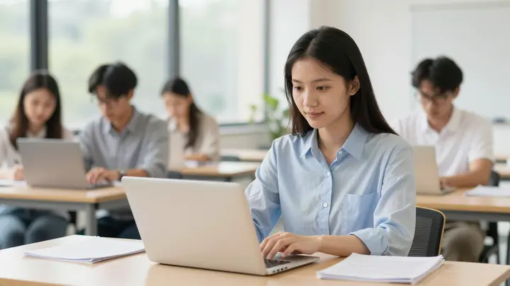 instructional designer working laptop