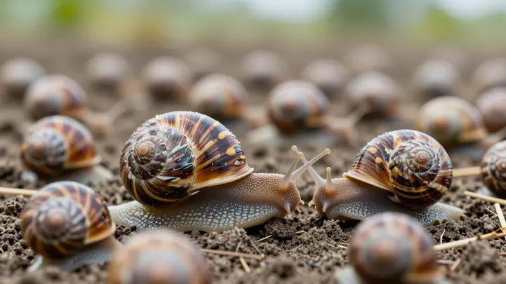 grape snails on farm