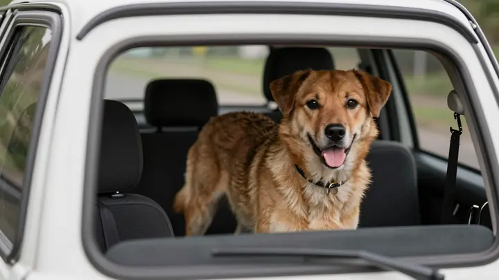 dog in car carrier